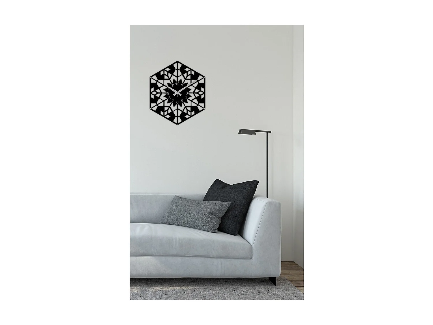 Horloge Murale Géométrique 11, Noir, 44x0,15x50 cm, EPIKASA