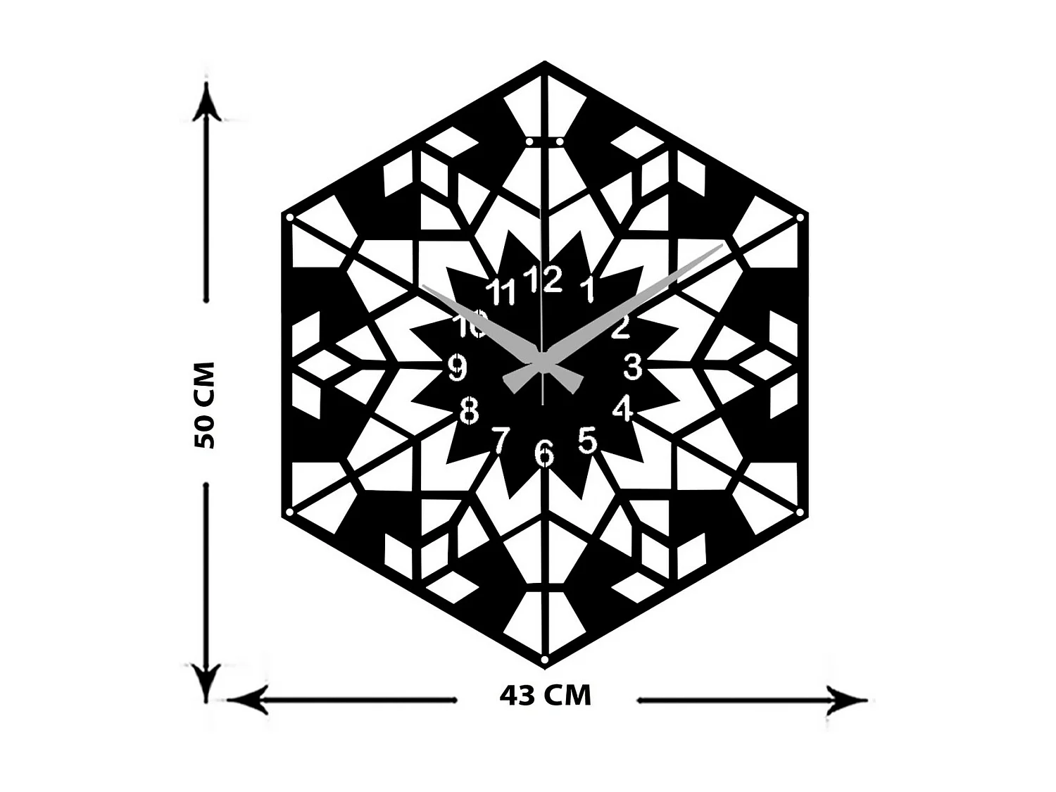 Horloge Murale Géométrique 11, Noir, 44x0,15x50 cm, EPIKASA