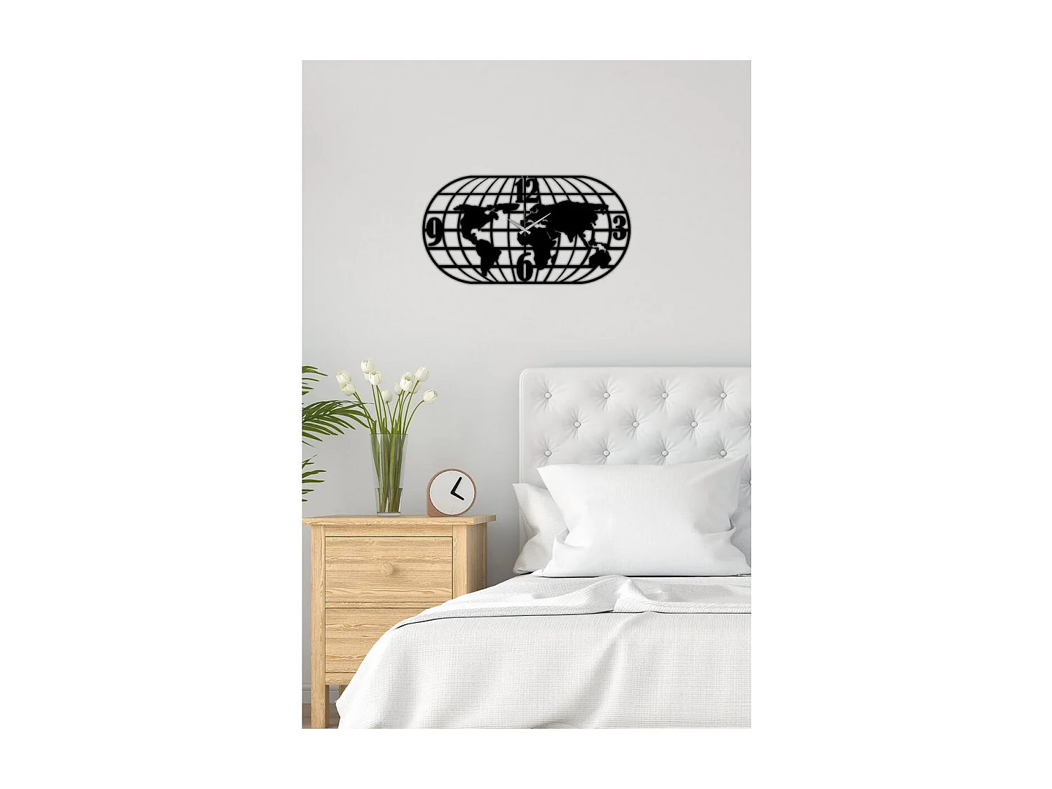 Zegar ścienny Mapa, Czarny, 100x0,15x52 cm, EPIKASA