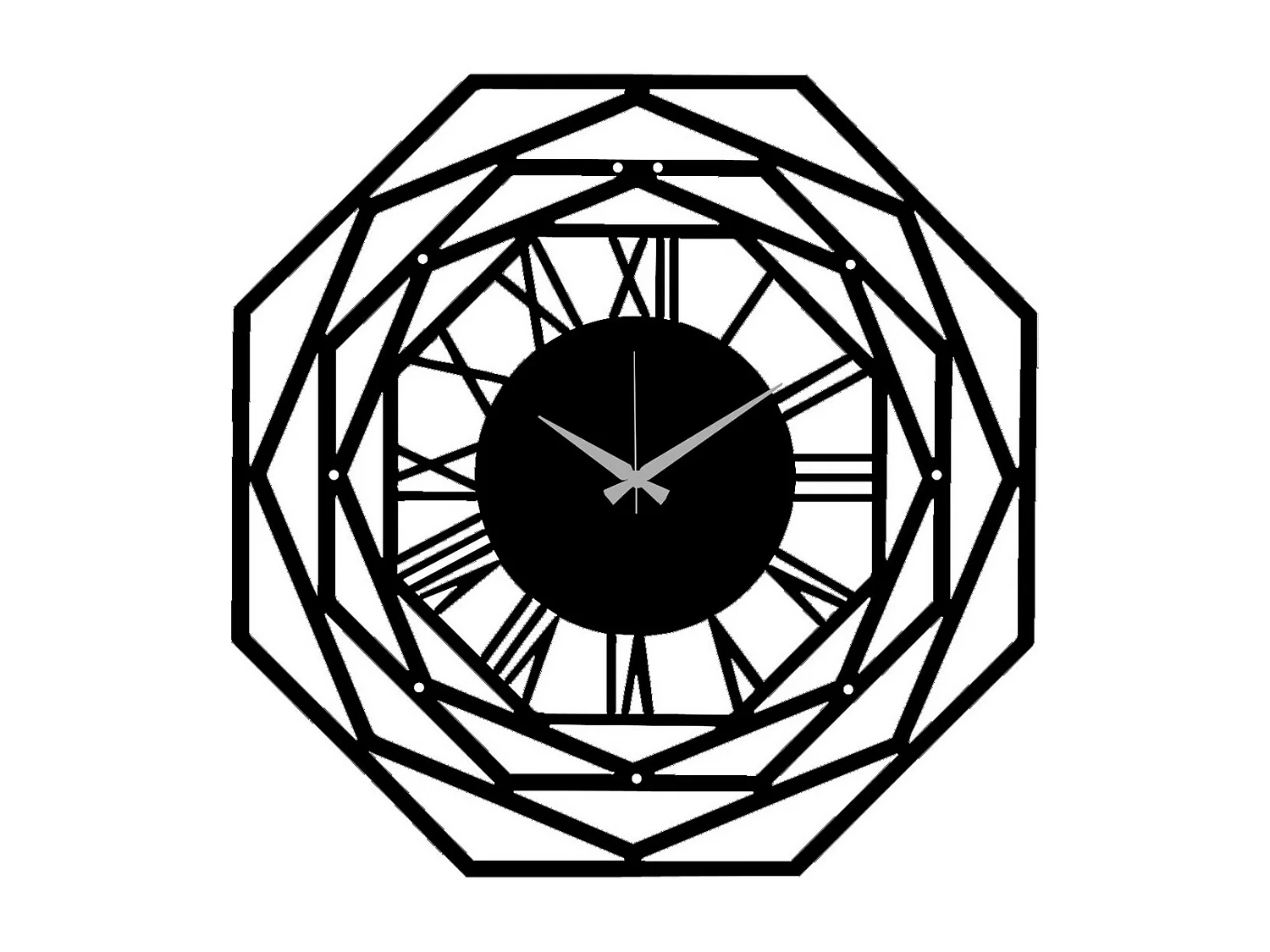 Wandklok Geometrisch 50, Zwart, 50x0,15x50 cm, EPIKASA