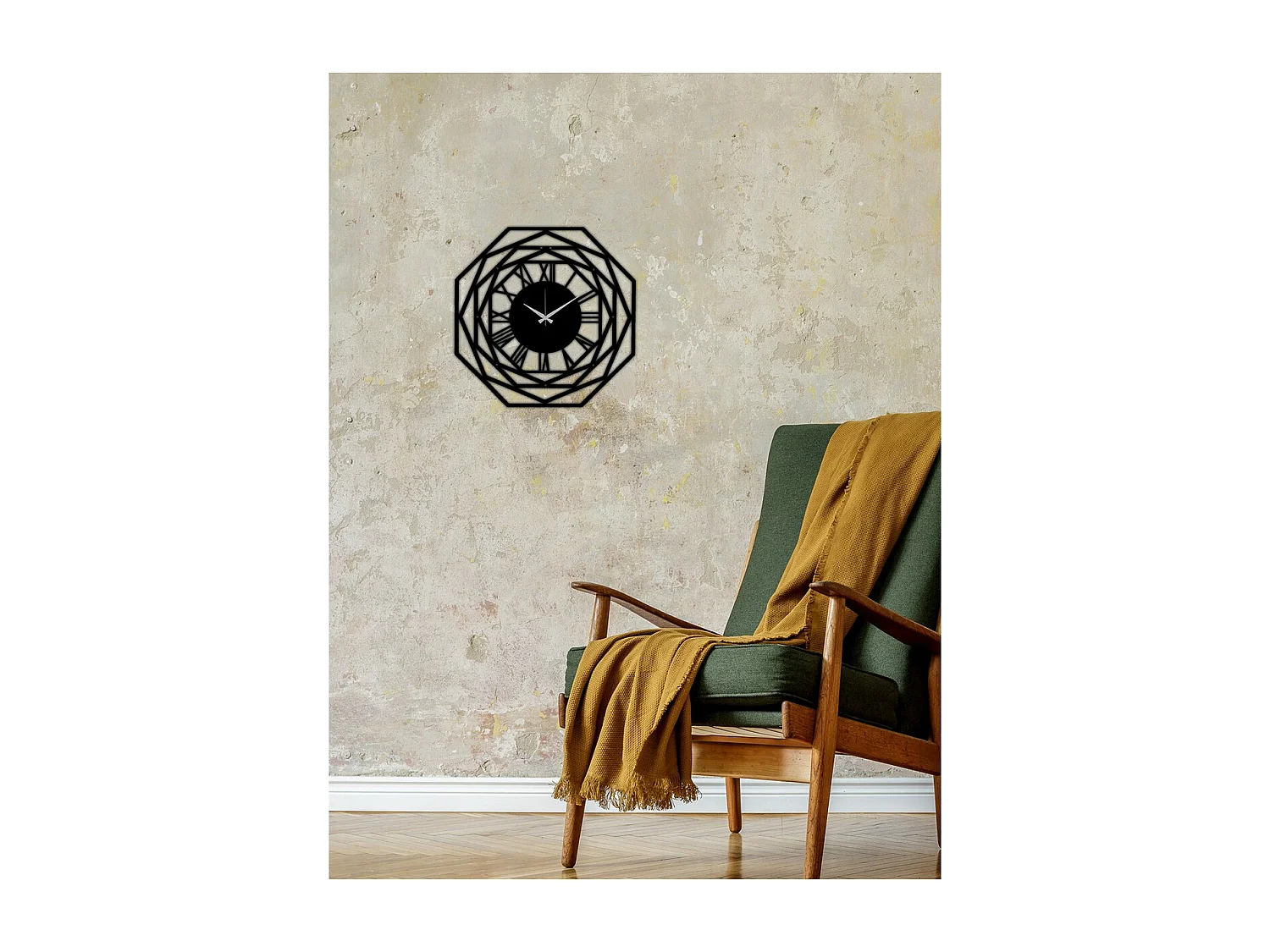 Wandklok Geometrisch 50, Zwart, 50x0,15x50 cm, EPIKASA