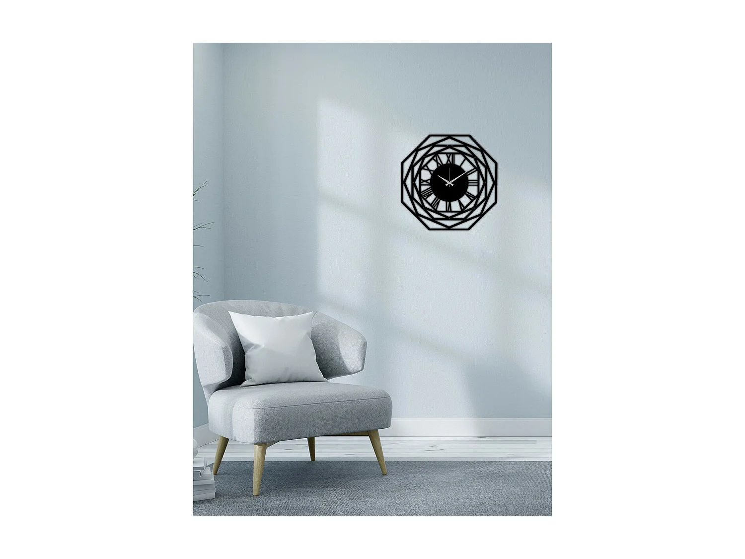 Wandklok Geometrisch 50, Zwart, 50x0,15x50 cm, EPIKASA