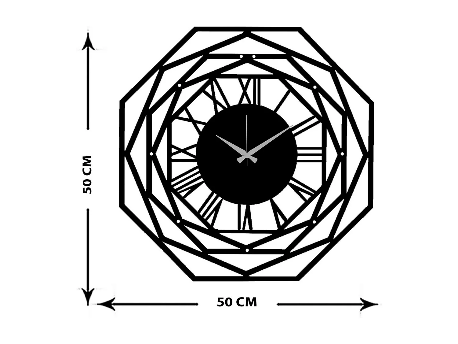 Wandklok Geometrisch 50, Zwart, 50x0,15x50 cm, EPIKASA