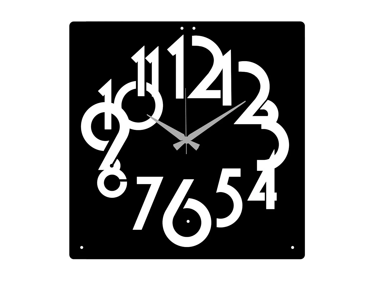 Wandklok Nummers, Zwart, 49x0,15x50 cm, EPIKASA