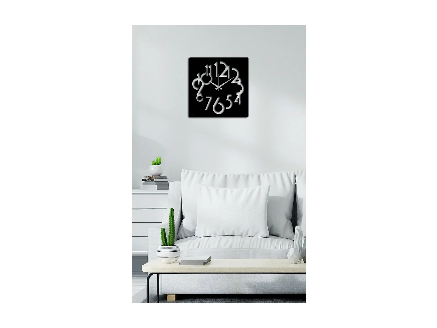 Wandklok Nummers, Zwart, 49x0,15x50 cm, EPIKASA