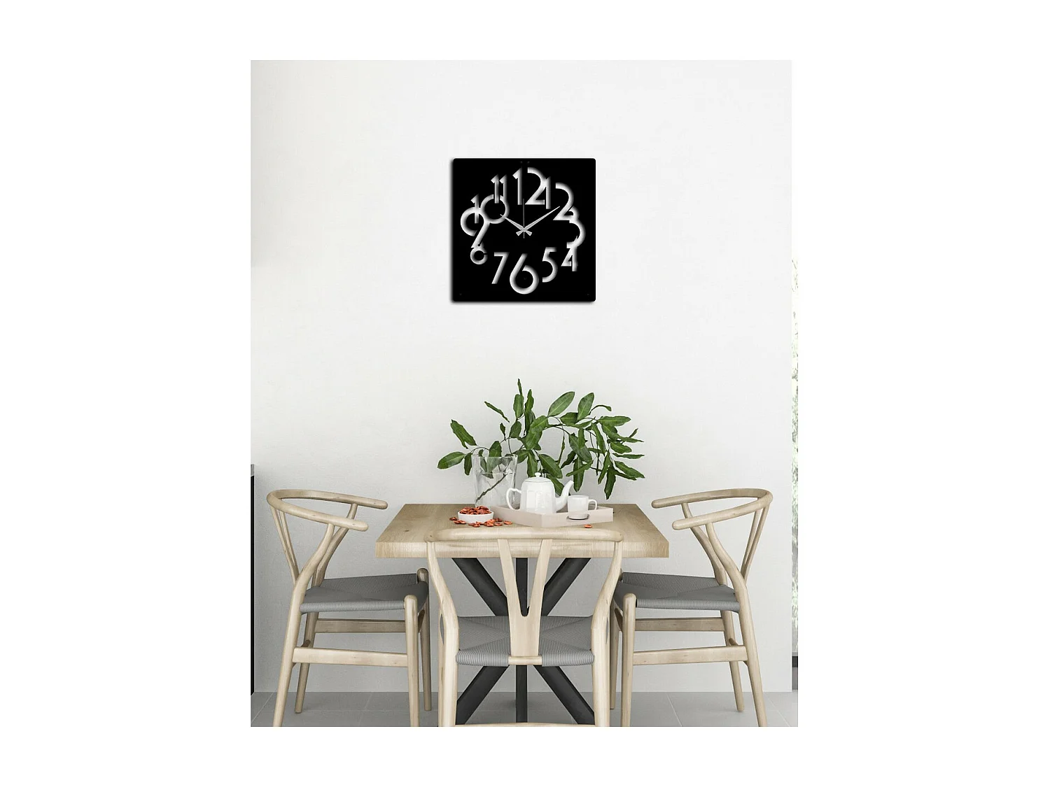 Wandklok Nummers, Zwart, 49x0,15x50 cm, EPIKASA