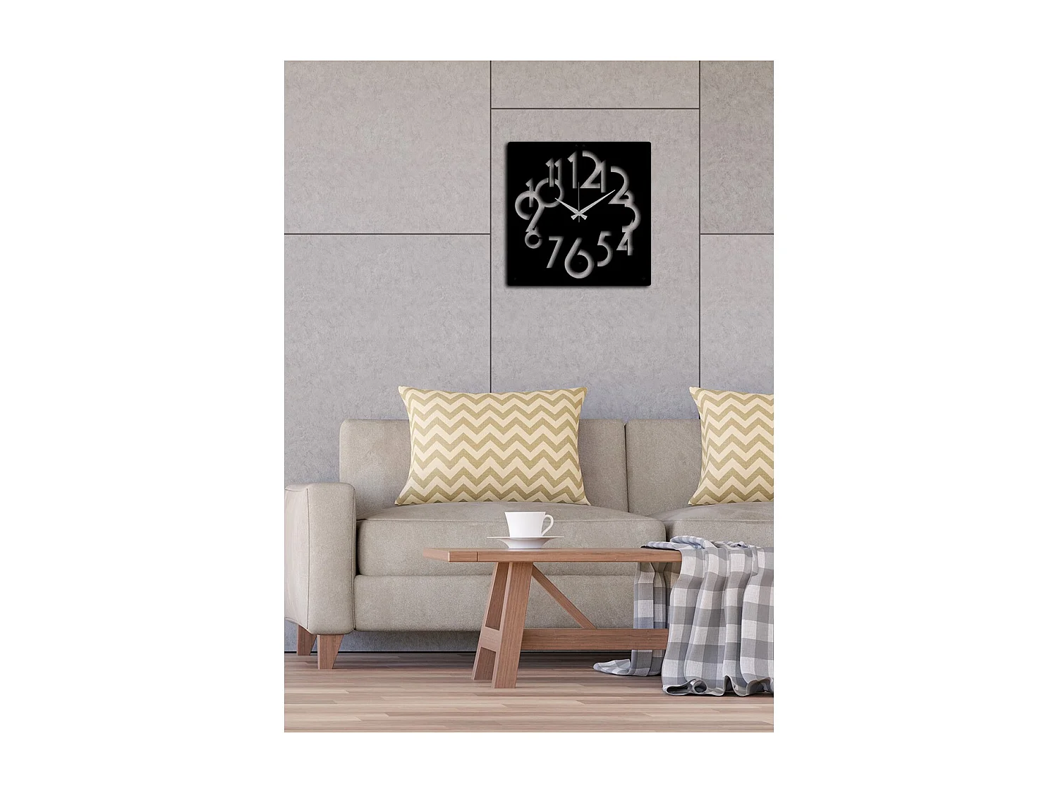 Wandklok Nummers, Zwart, 49x0,15x50 cm, EPIKASA