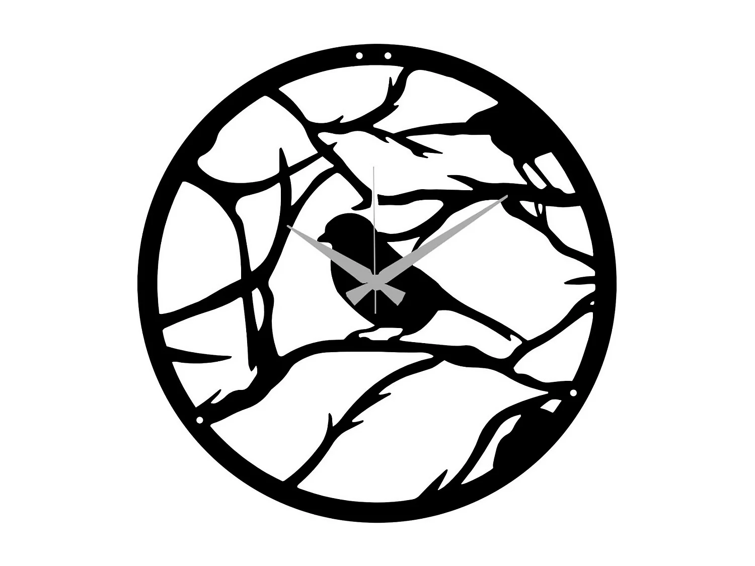 Horloge Murale Branches 1, Noir, 42x0,15x42 cm, EPIKASA