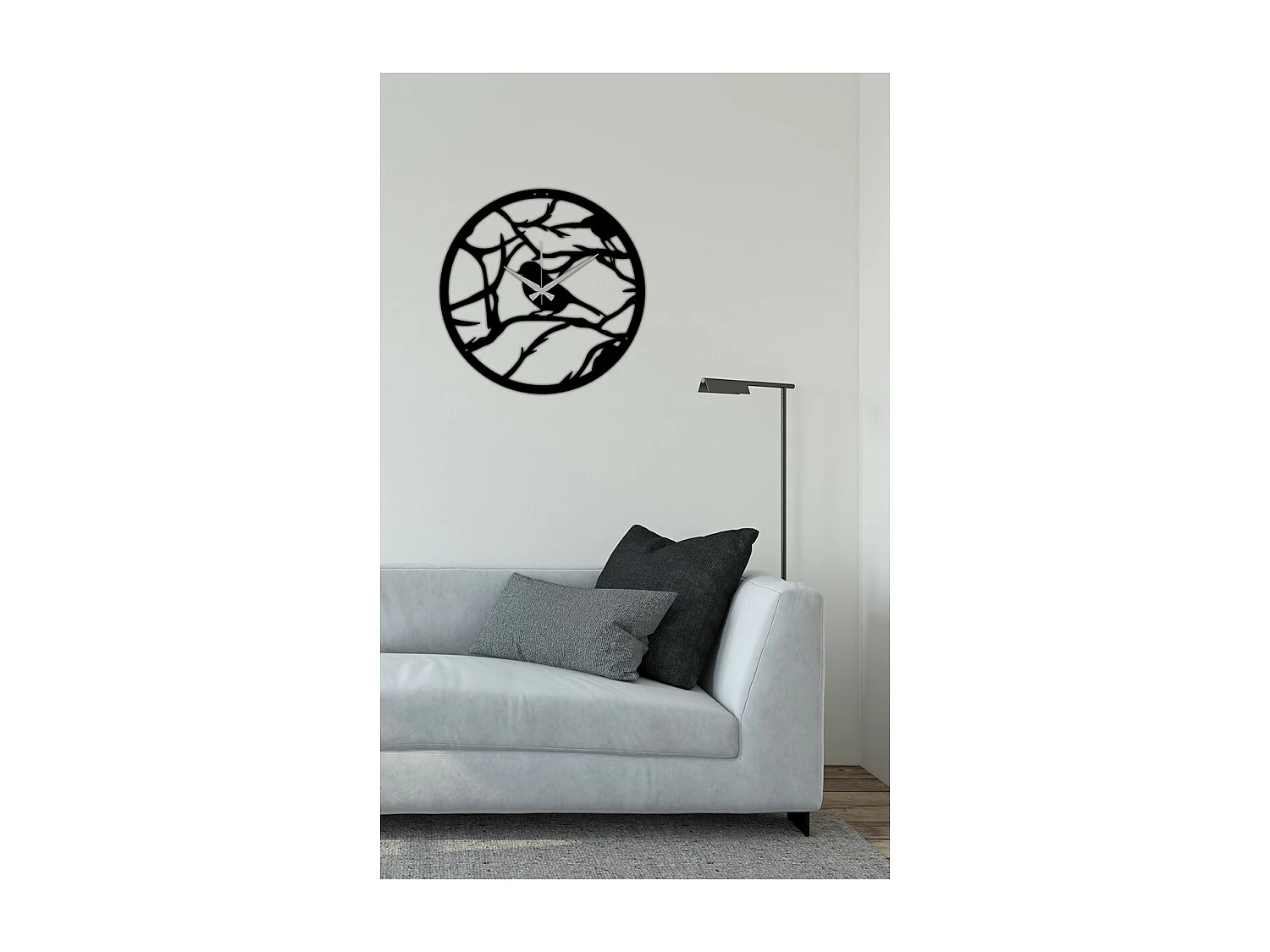 Horloge Murale Branches 1, Noir, 42x0,15x42 cm, EPIKASA