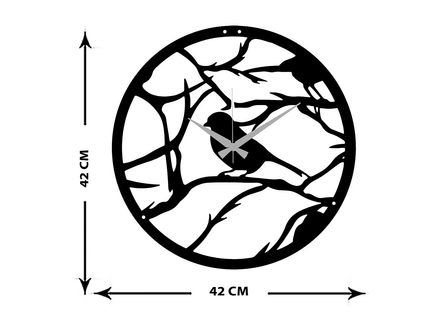 Horloge Murale Branches 1, Noir, 42x0,15x42 cm, EPIKASA