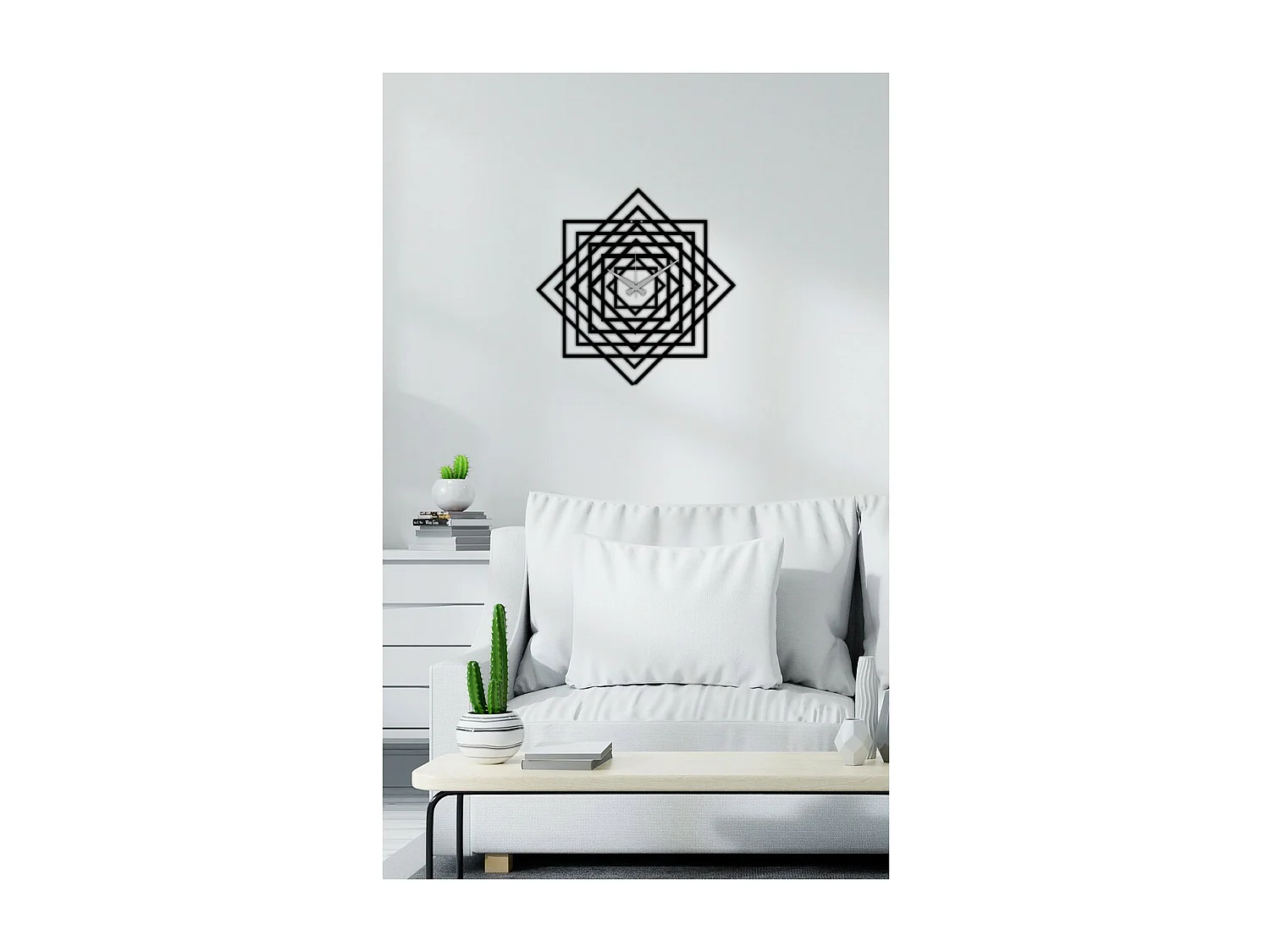 Horloge Murale Géométrique 31, Noir, 50x0,15x50 cm, EPIKASA