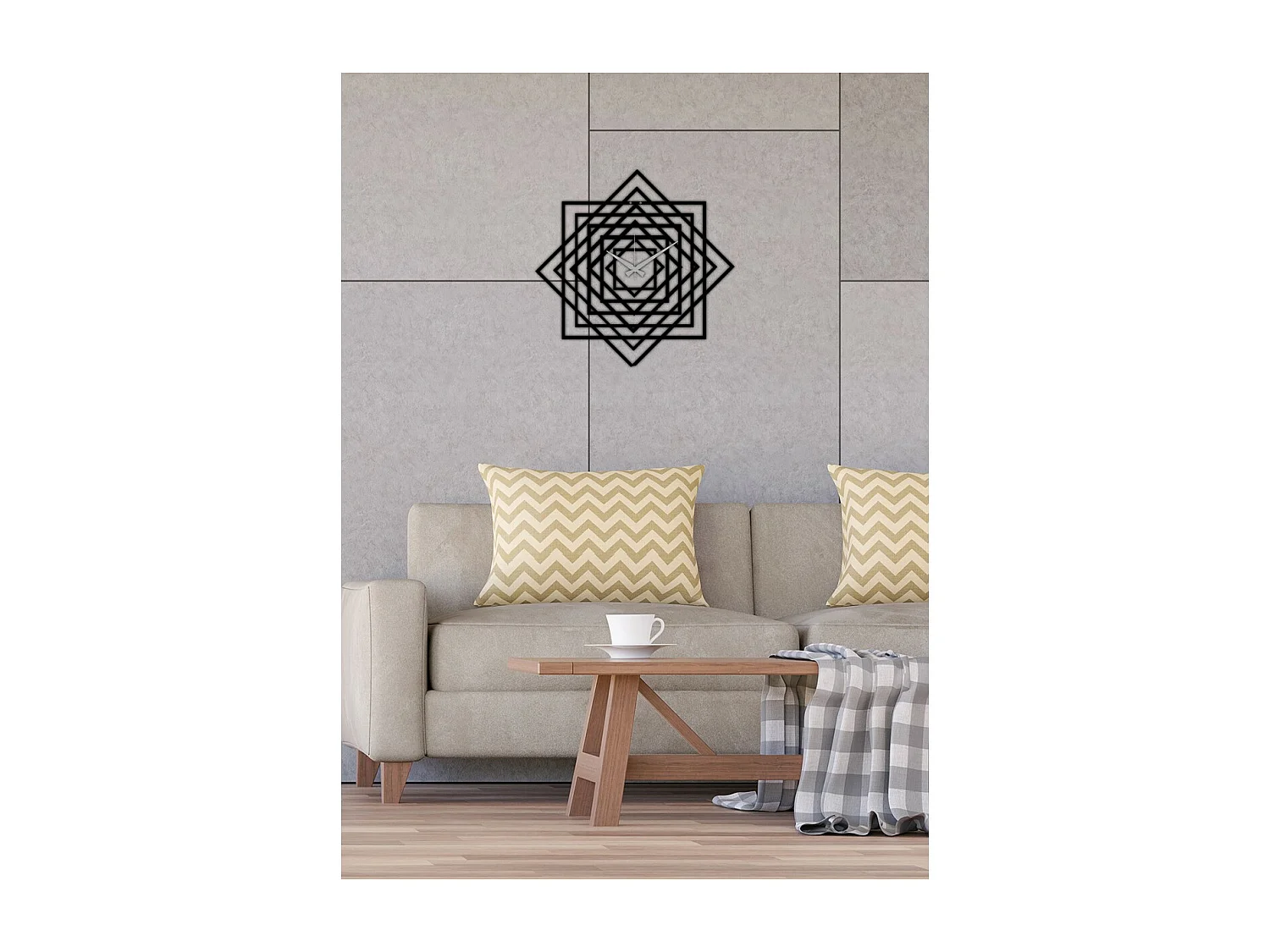 Horloge Murale Géométrique 31, Noir, 50x0,15x50 cm, EPIKASA