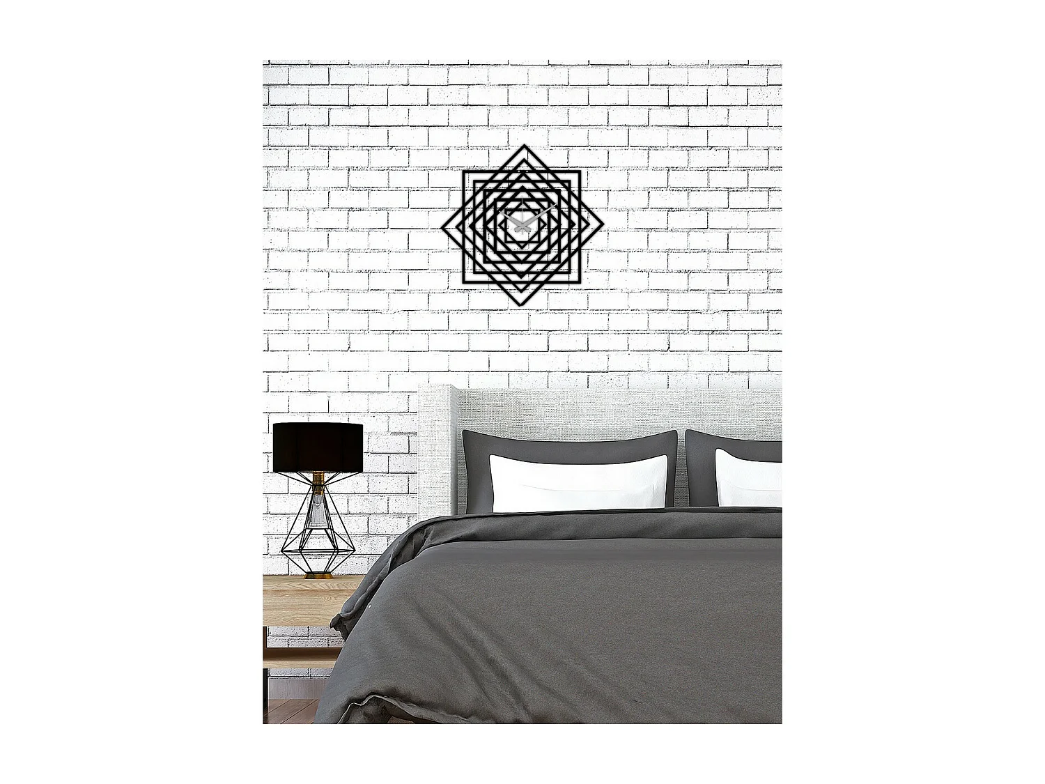 Horloge Murale Géométrique 31, Noir, 50x0,15x50 cm, EPIKASA