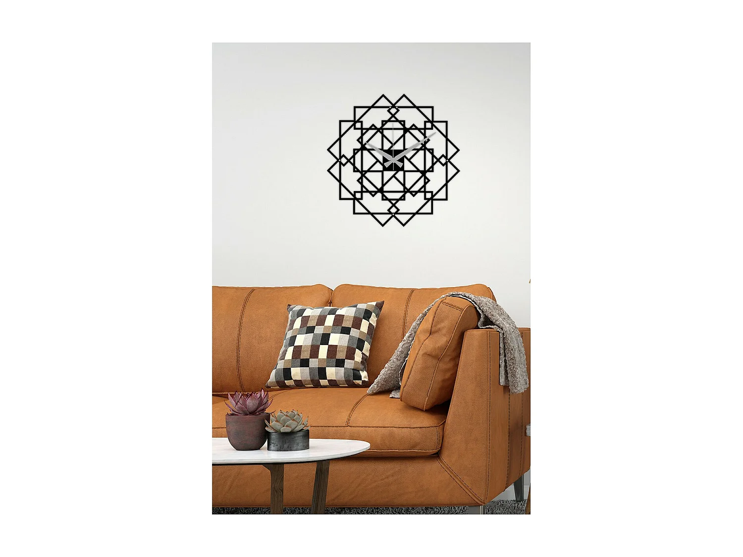 Horloge Murale Géométrique 12, Noir, 50x0,15x50 cm, EPIKASA