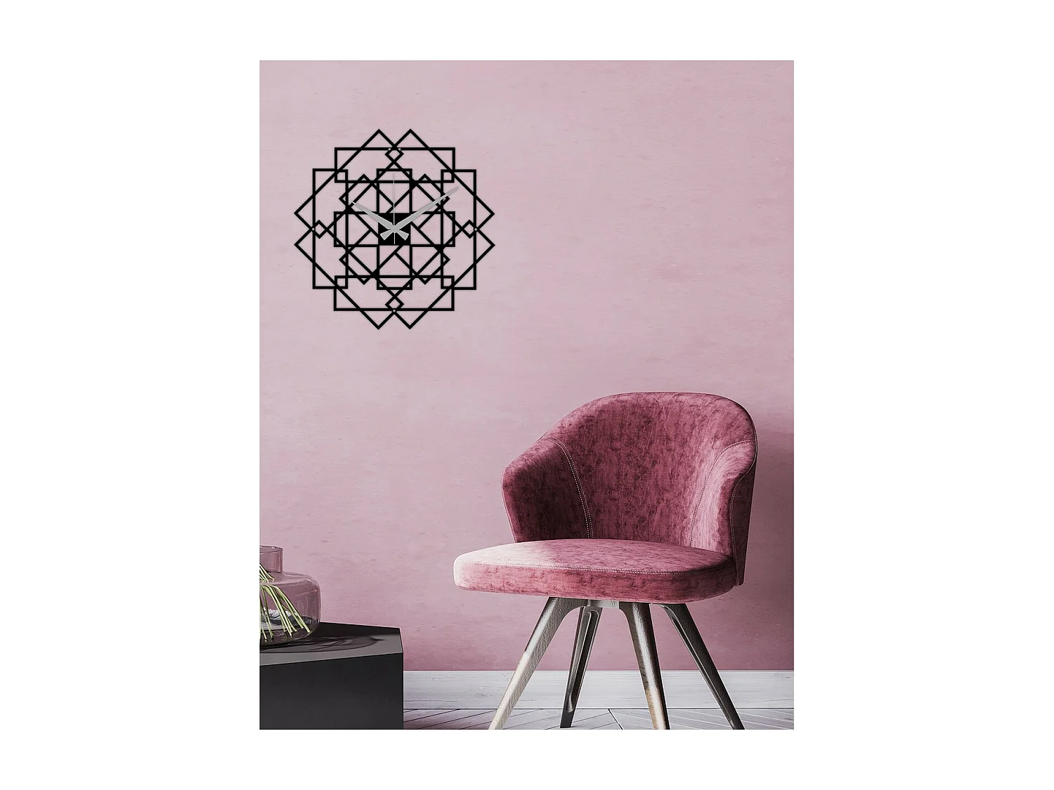 Horloge Murale Géométrique 12, Noir, 50x0,15x50 cm, EPIKASA