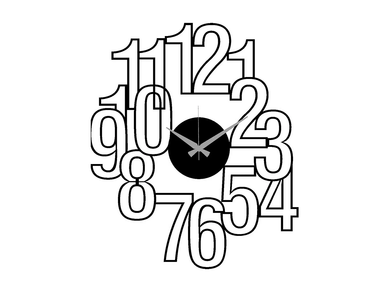 Horloge Murale Nombres 24, Noir, 43x0,15x50 cm cm, EPIKASA