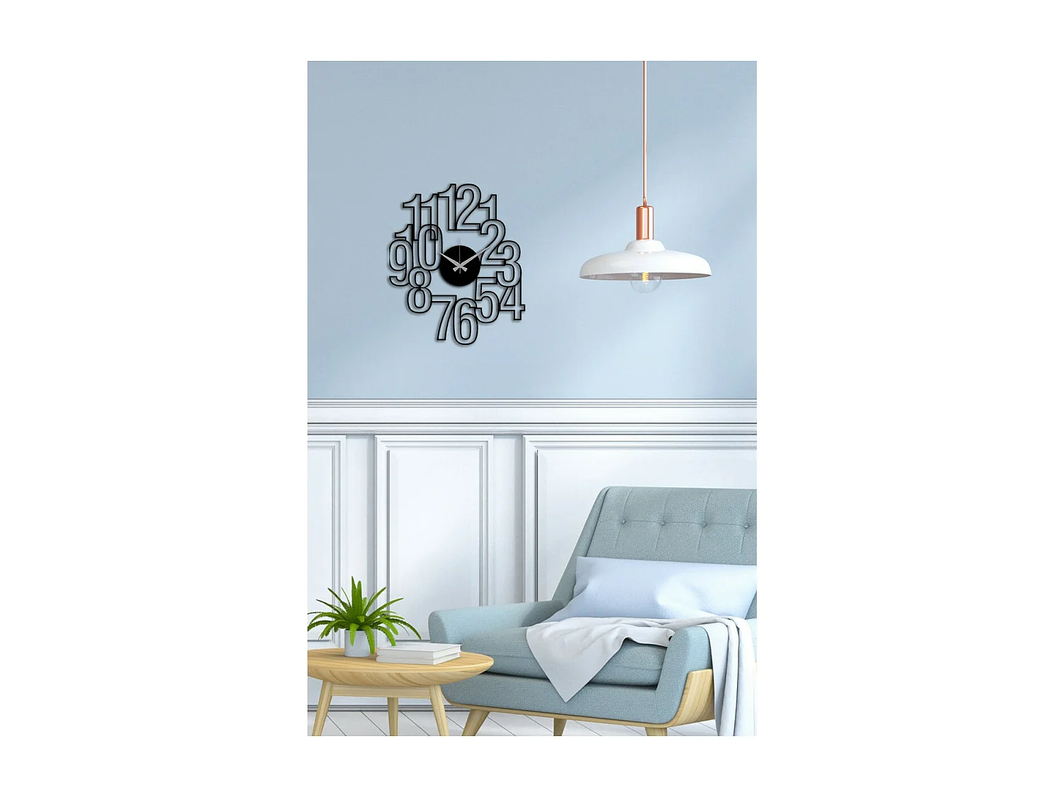 Horloge Murale Nombres 24, Noir, 43x0,15x50 cm cm, EPIKASA