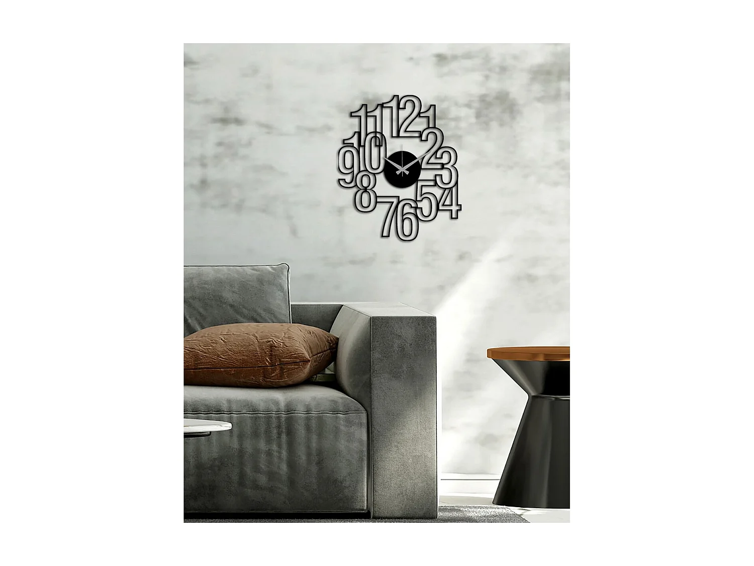 Horloge Murale Nombres 24, Noir, 43x0,15x50 cm cm, EPIKASA