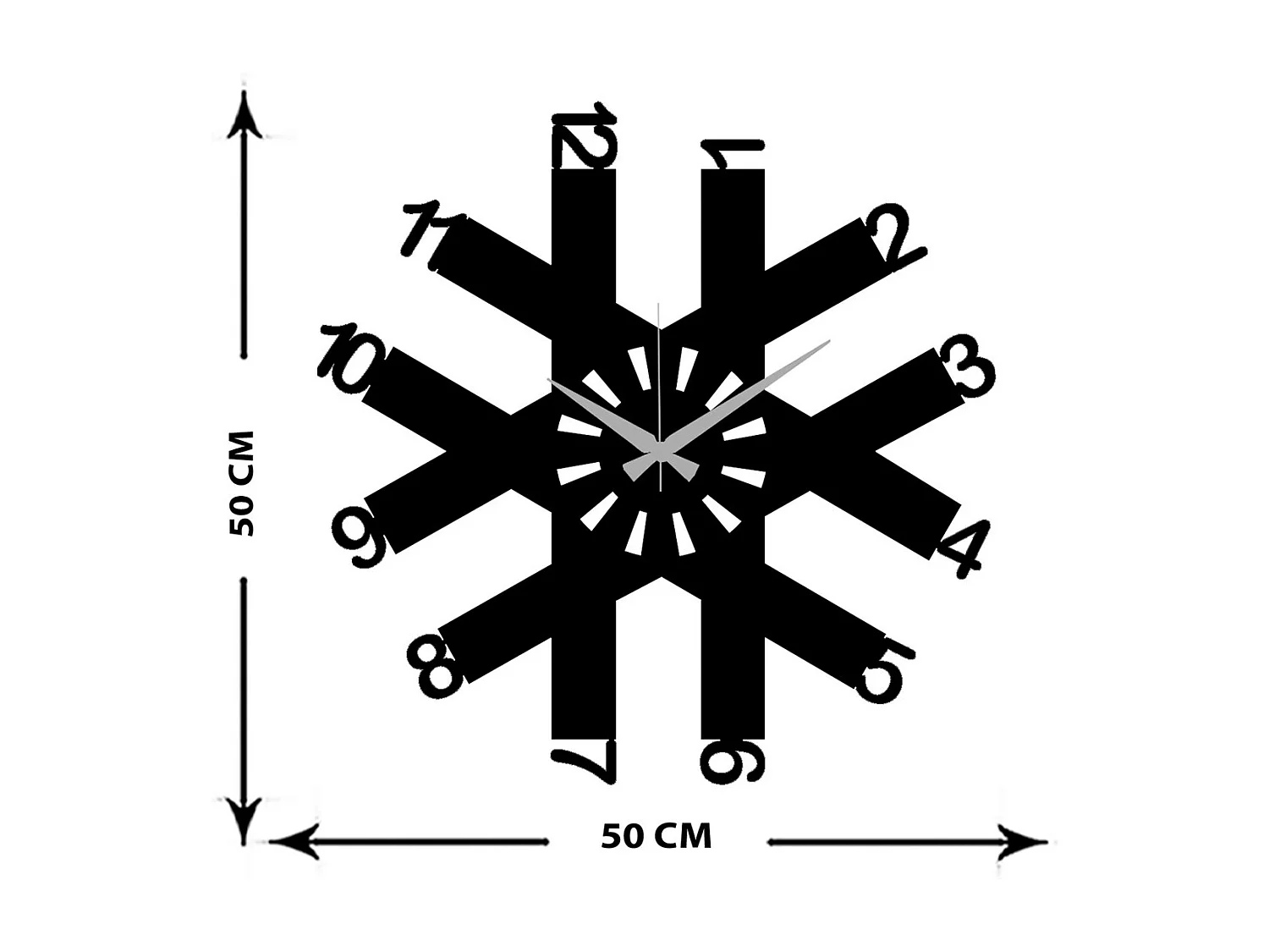 Zegar ścienny Geometryczny 26, Czarny, 50x0,15x50 cm, EPIKASA