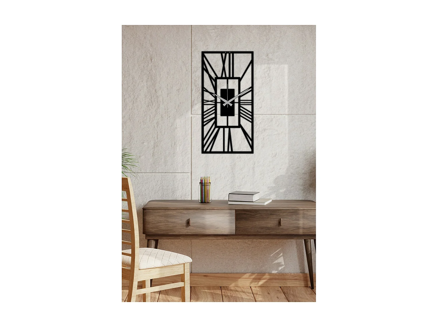 Zegar ścienny Liczby 13, Czarny, 30x0,15x60 cm, EPIKASA