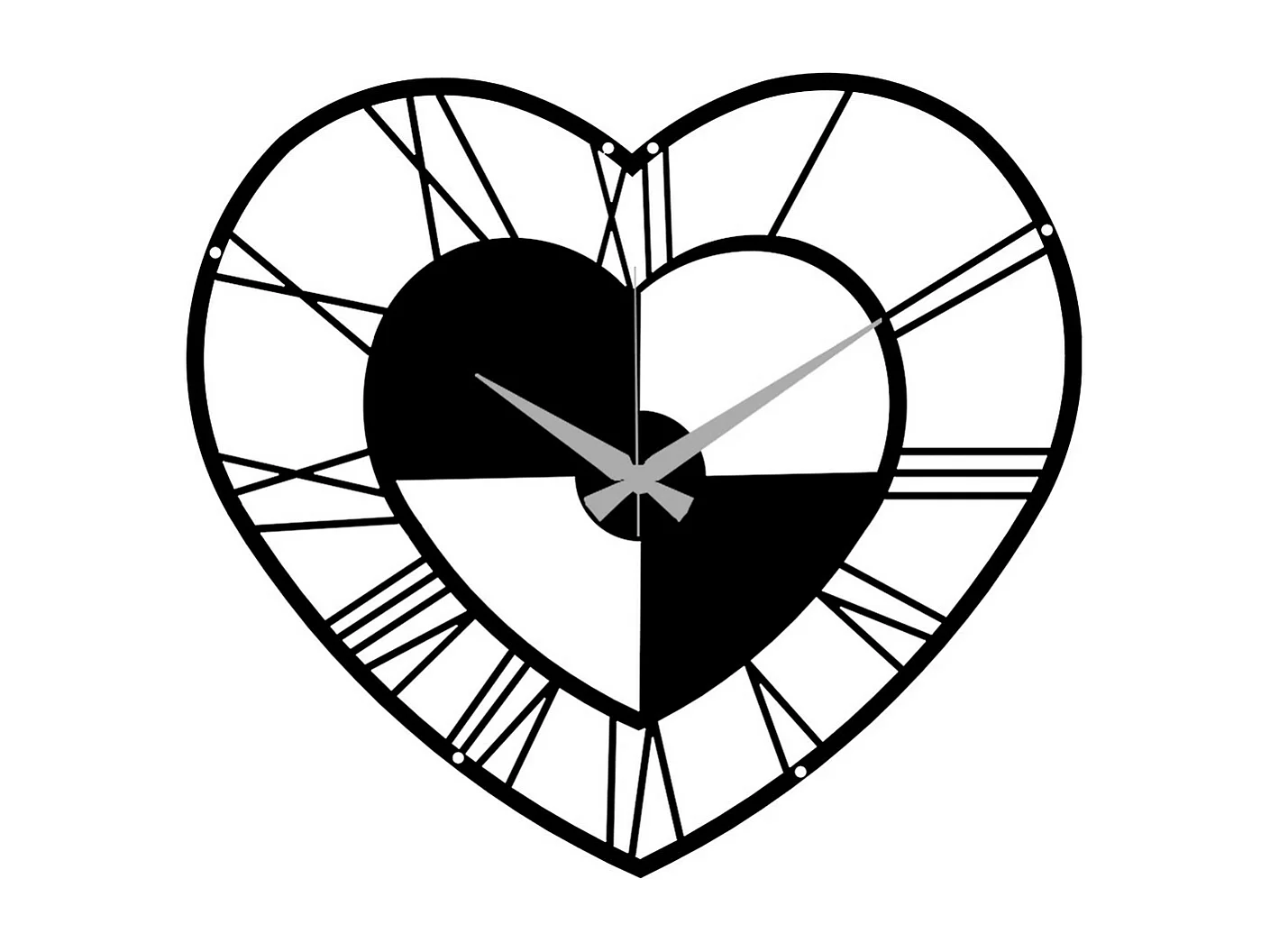 Horloge Murale Cœur, Noir, 50x0,15x45 cm cm, EPIKASA