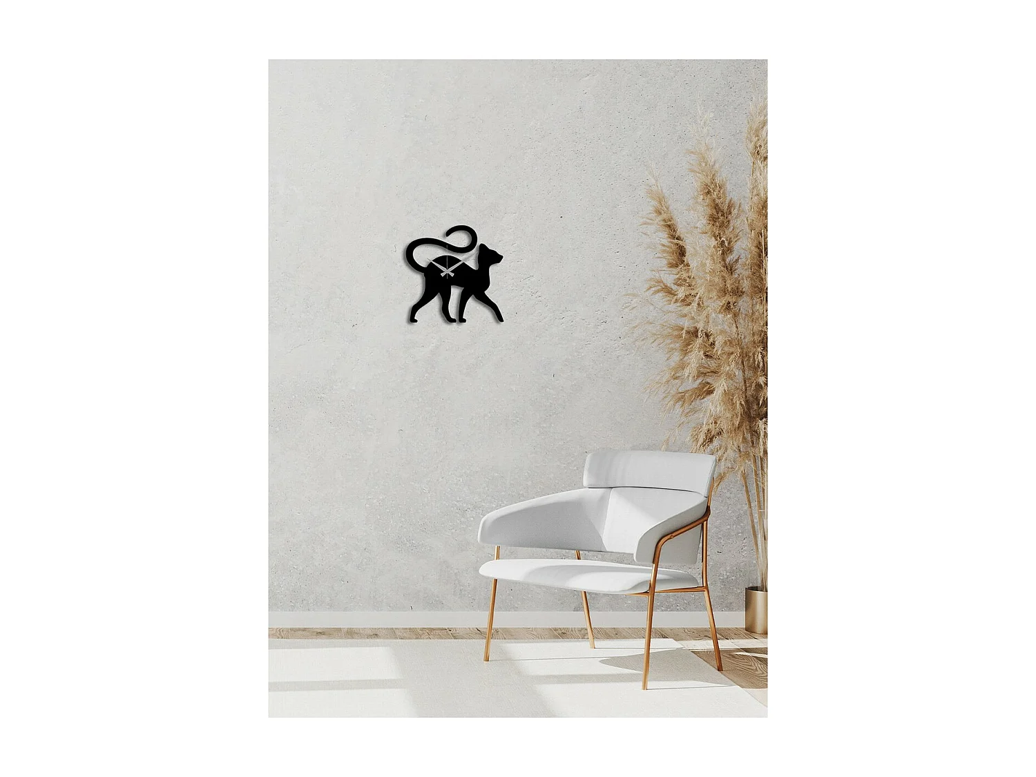 Horloge Murale Chat 4, Noir, 30x0,15x30 cm, EPIKASA