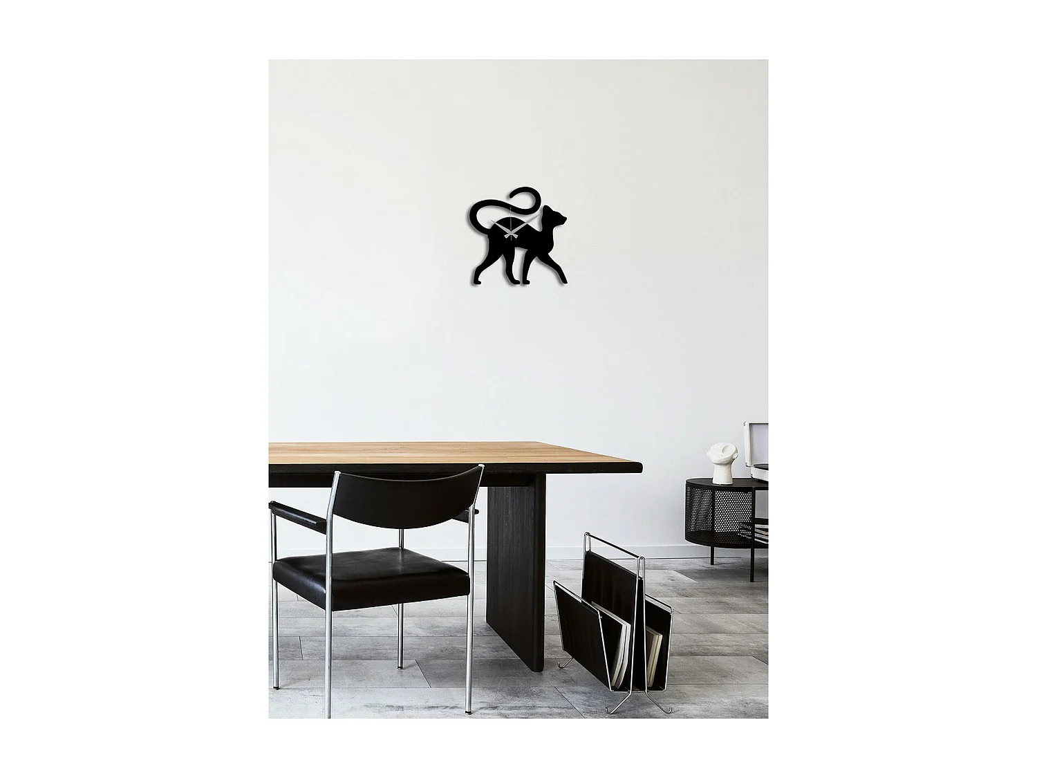 Horloge Murale Chat 4, Noir, 30x0,15x30 cm, EPIKASA