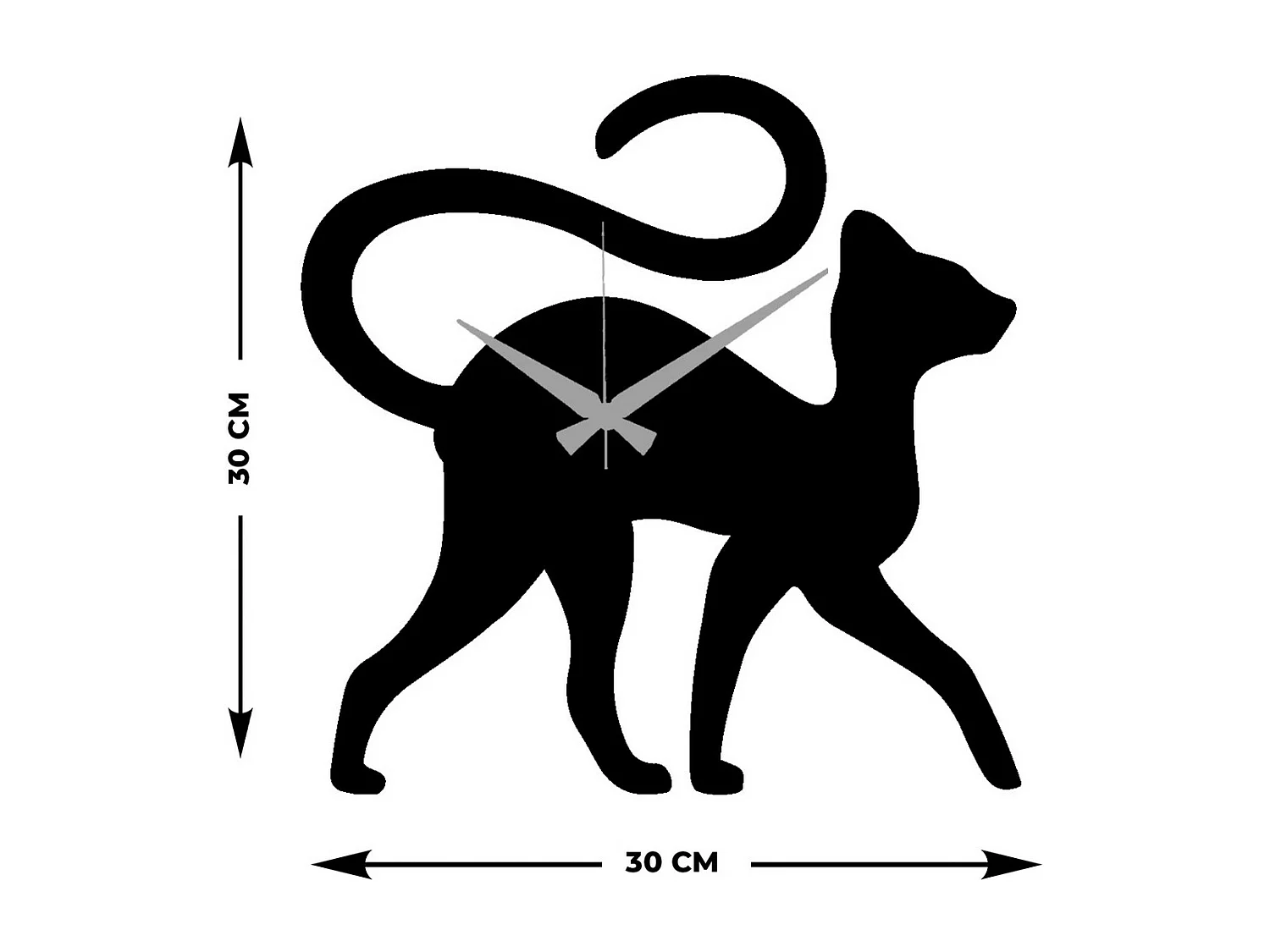 Horloge Murale Chat 4, Noir, 30x0,15x30 cm, EPIKASA