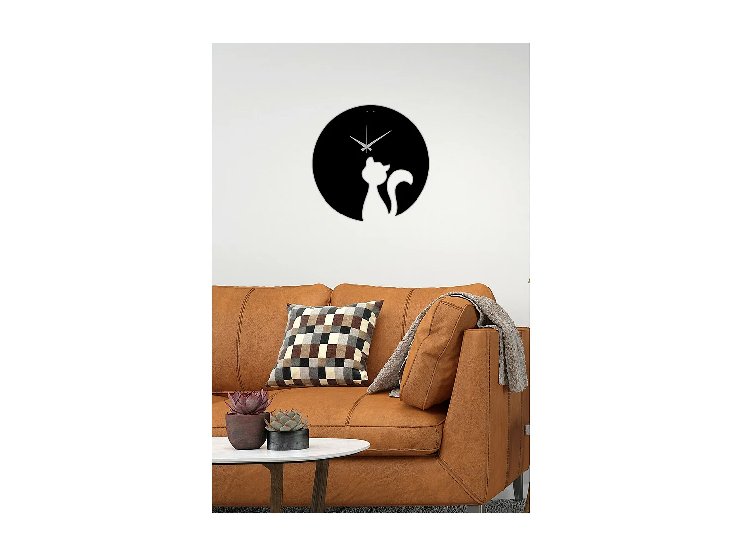 Horloge Murale Chat 1, Noir, 42x0,15x42 cm, EPIKASA