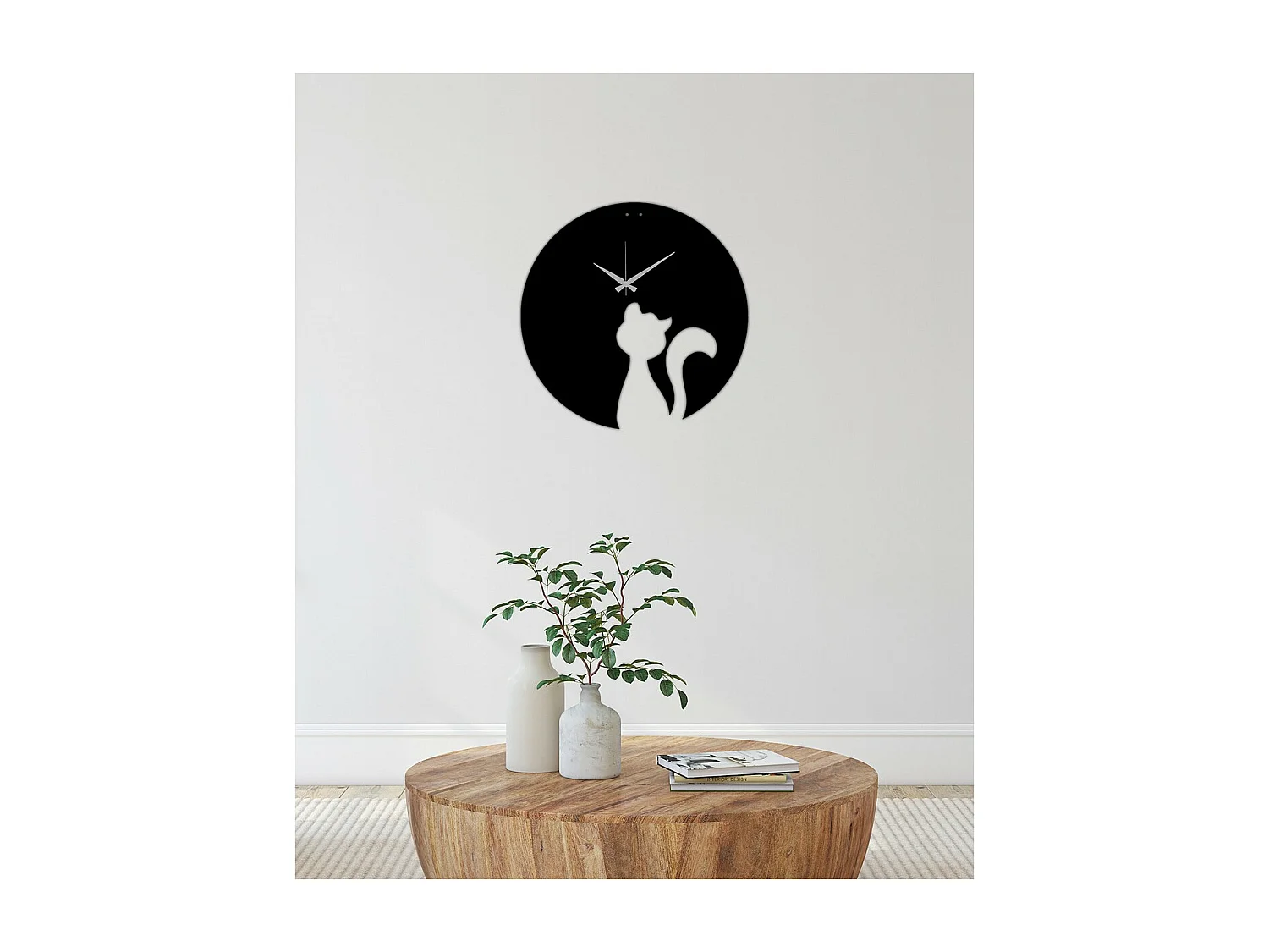 Horloge Murale Chat 1, Noir, 42x0,15x42 cm, EPIKASA