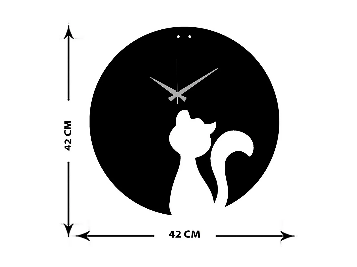 Horloge Murale Chat 1, Noir, 42x0,15x42 cm, EPIKASA