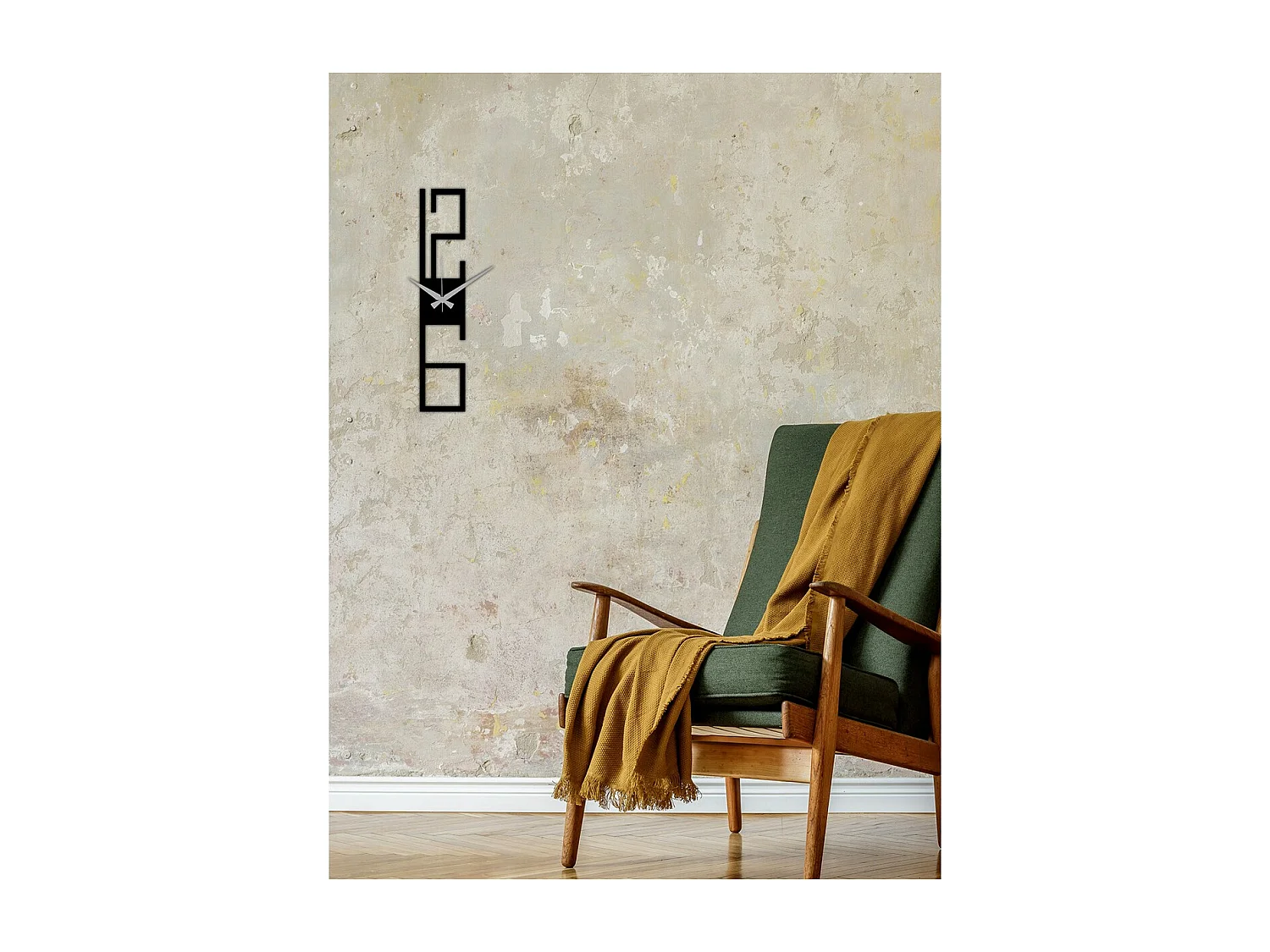 Horloge Murale Nombres 4, Noir, 10x0,15x50 cm, EPIKASA