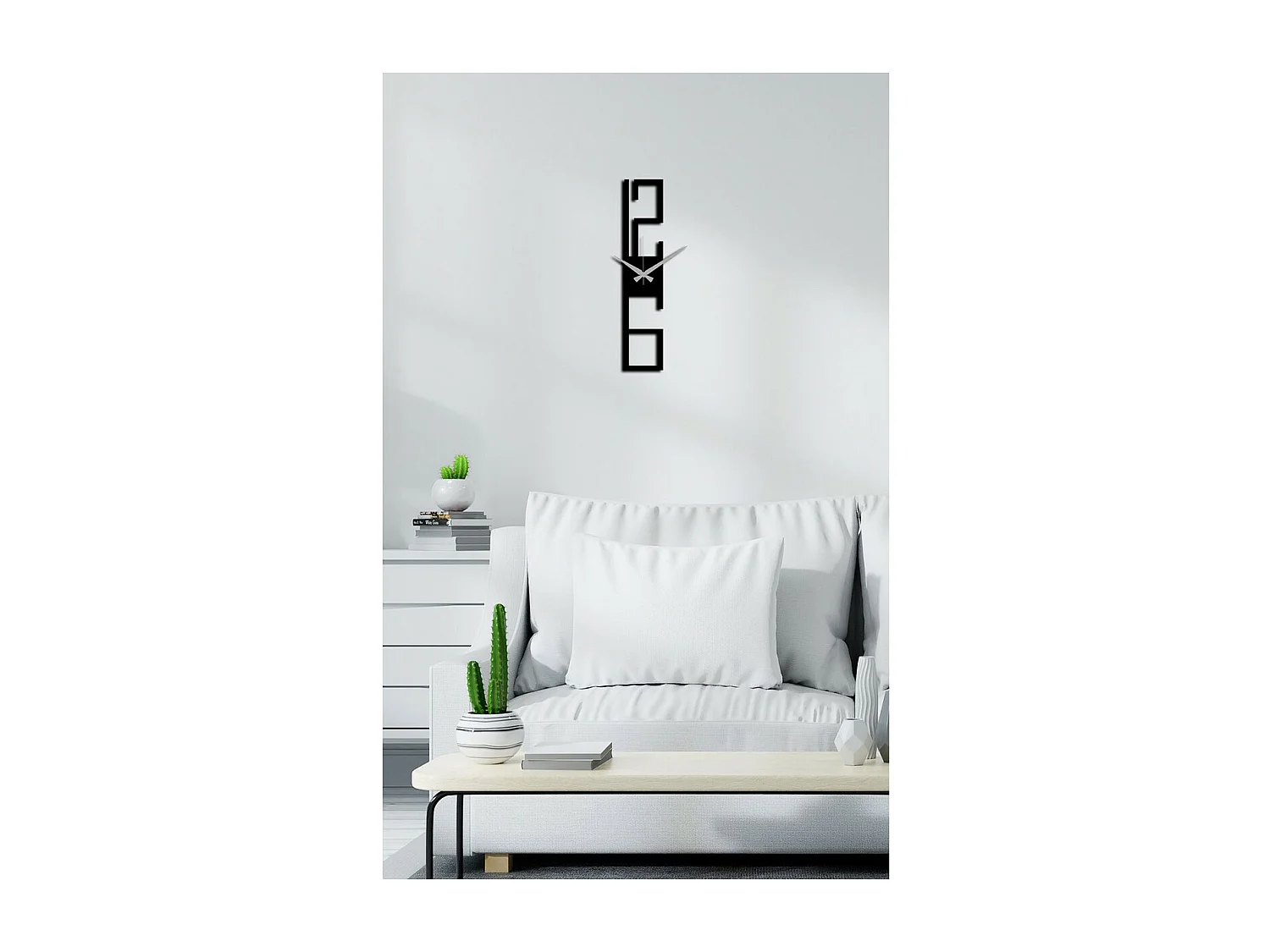 Horloge Murale Nombres 4, Noir, 10x0,15x50 cm, EPIKASA