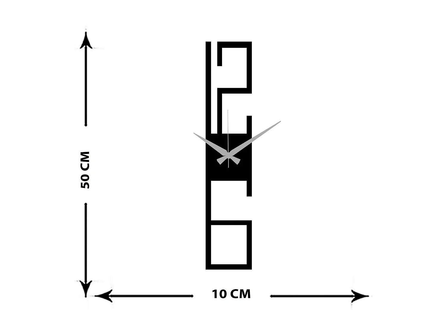 Horloge Murale Nombres 4, Noir, 10x0,15x50 cm, EPIKASA