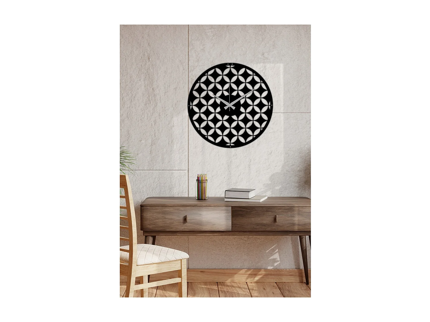 Horloge Murale Géométrique 70, Noir, 51x0,15x51 cm, EPIKASA