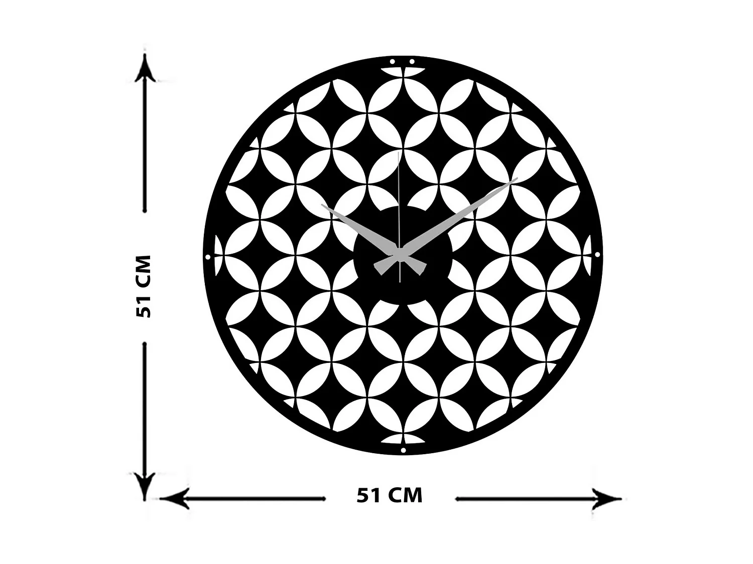 Horloge Murale Géométrique 70, Noir, 51x0,15x51 cm, EPIKASA