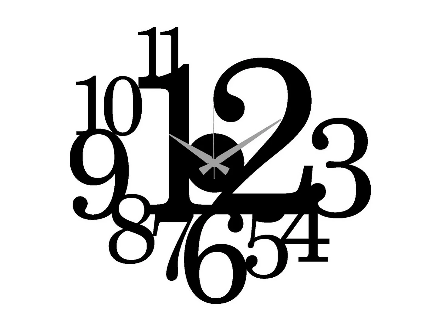 Horloge Murale Nombres 42, Noir, 50x0,15x46 cm cm, EPIKASA