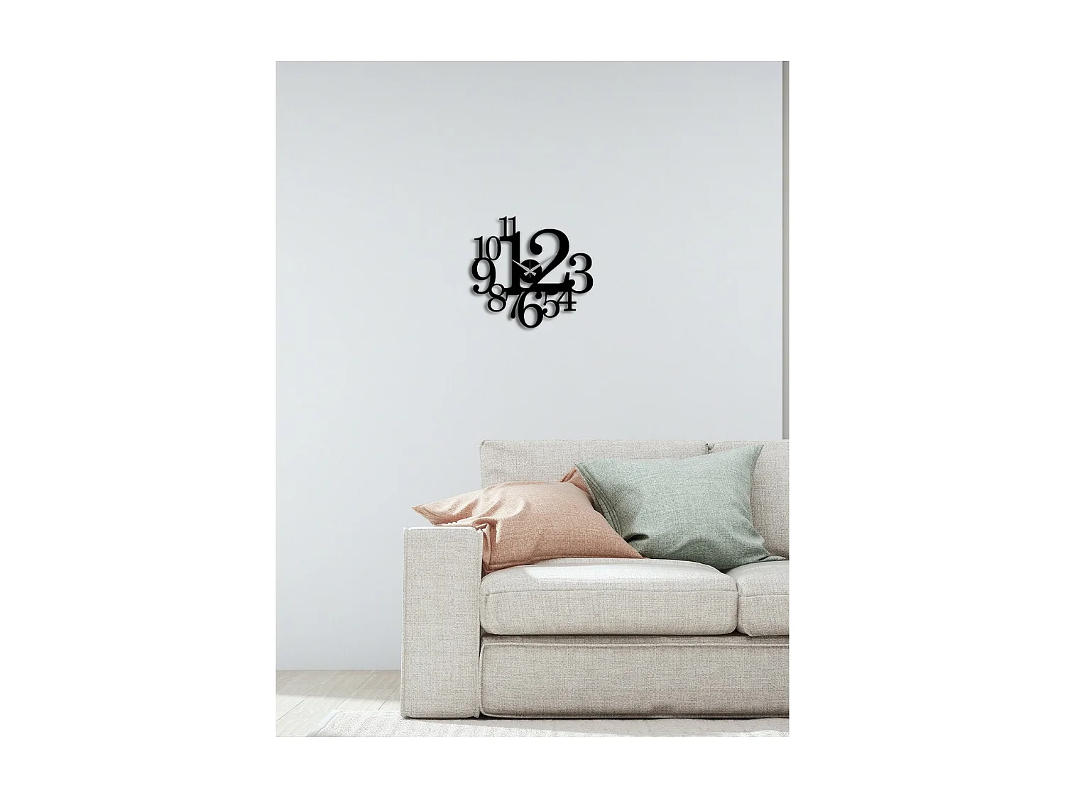 Horloge Murale Nombres 42, Noir, 50x0,15x46 cm cm, EPIKASA