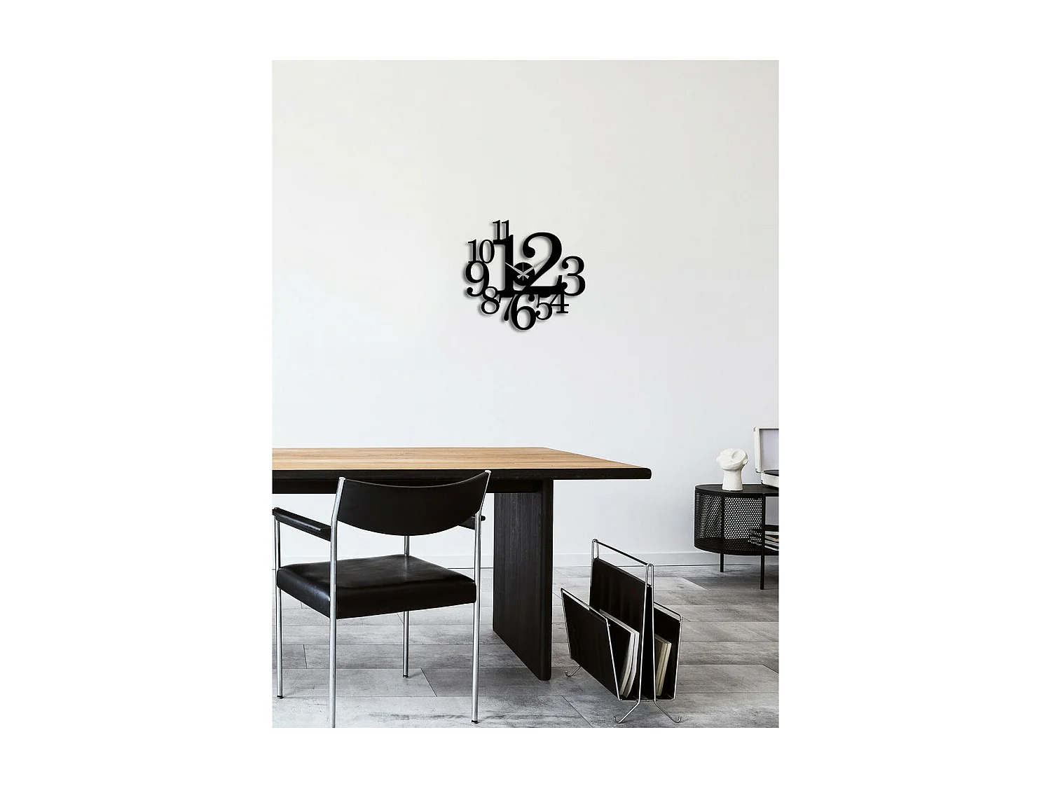 Horloge Murale Nombres 42, Noir, 50x0,15x46 cm cm, EPIKASA