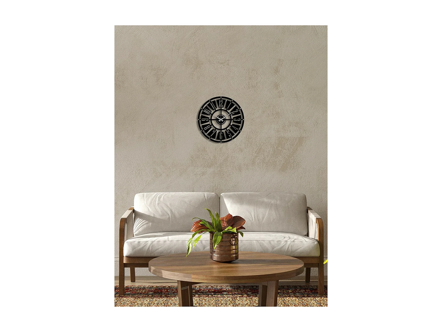 Horloge Murale Nombres 22, Noir, 50x0,15x50 cm, EPIKASA