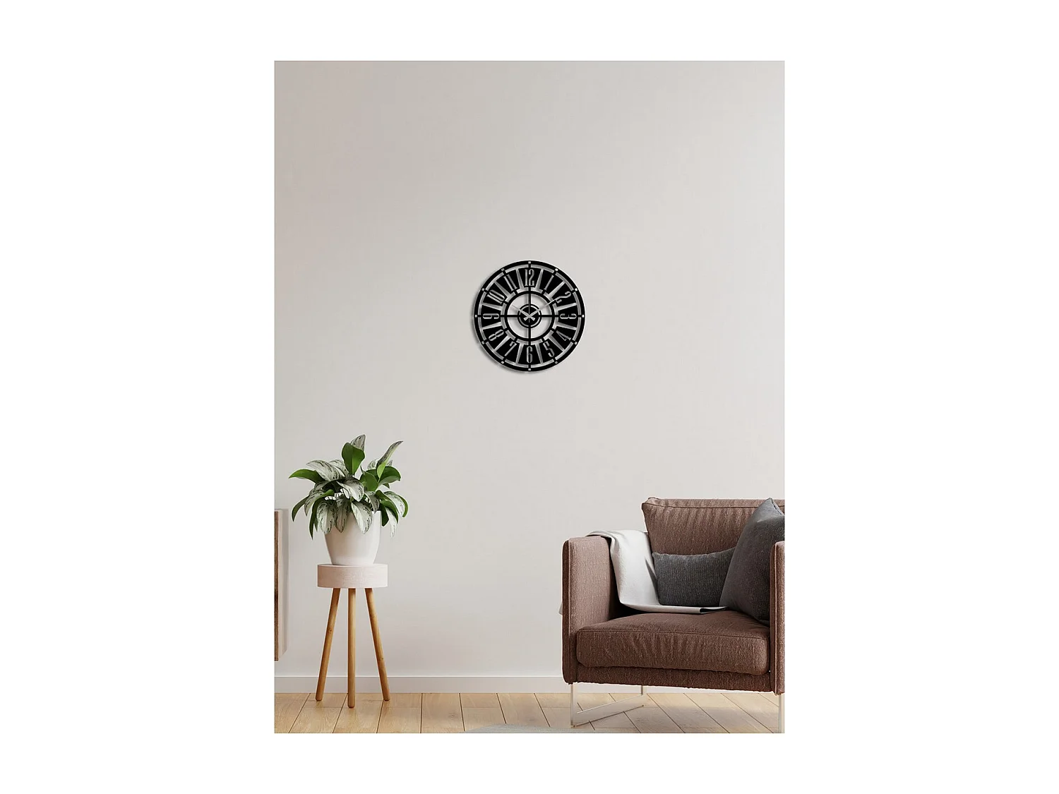 Horloge Murale Nombres 22, Noir, 50x0,15x50 cm, EPIKASA