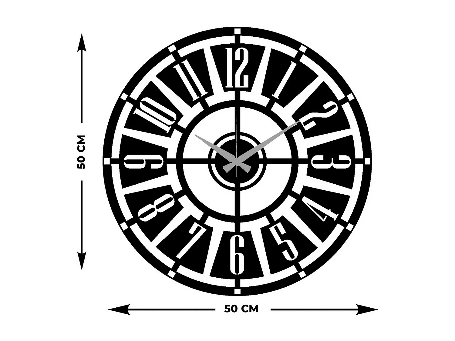 Horloge Murale Nombres 22, Noir, 50x0,15x50 cm, EPIKASA