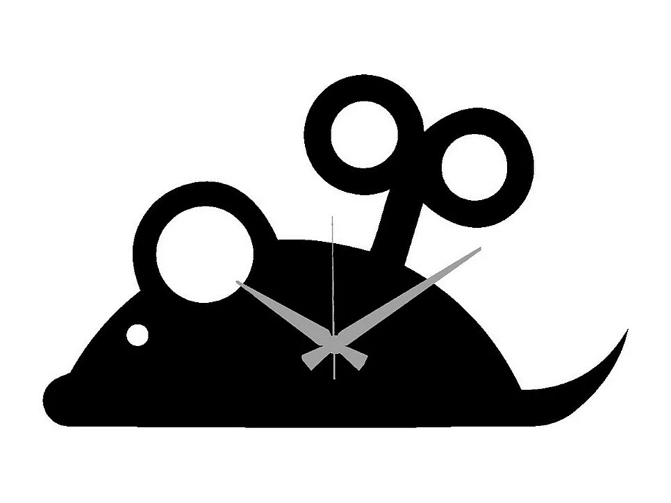 Horloge Murale Souris, Noir, 33x0,15x20 cm, EPIKASA