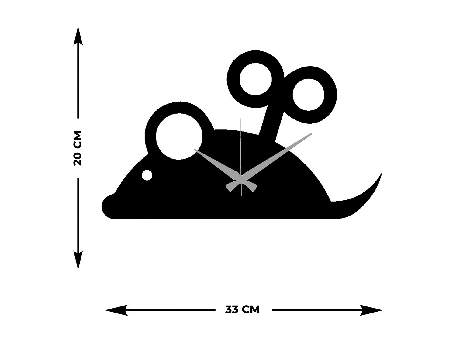 Horloge Murale Souris, Noir, 33x0,15x20 cm, EPIKASA