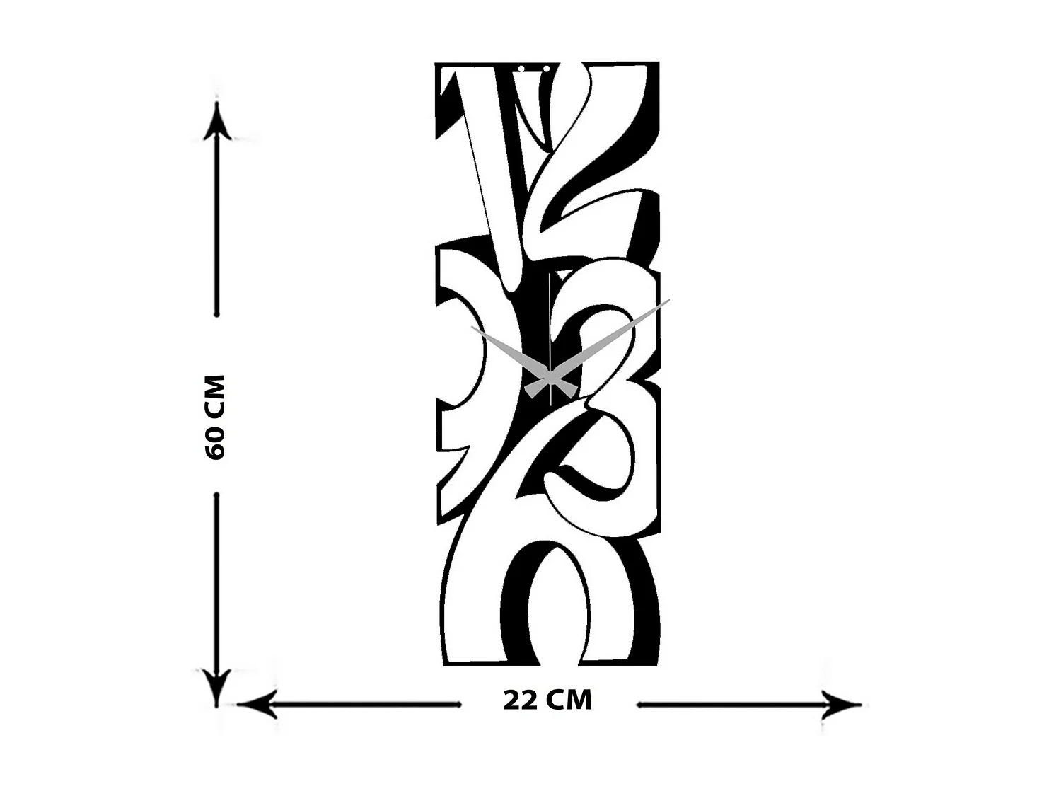 Relógio de Parede Números 11, Preto, 23x0,15x60 cm, EPIKASA