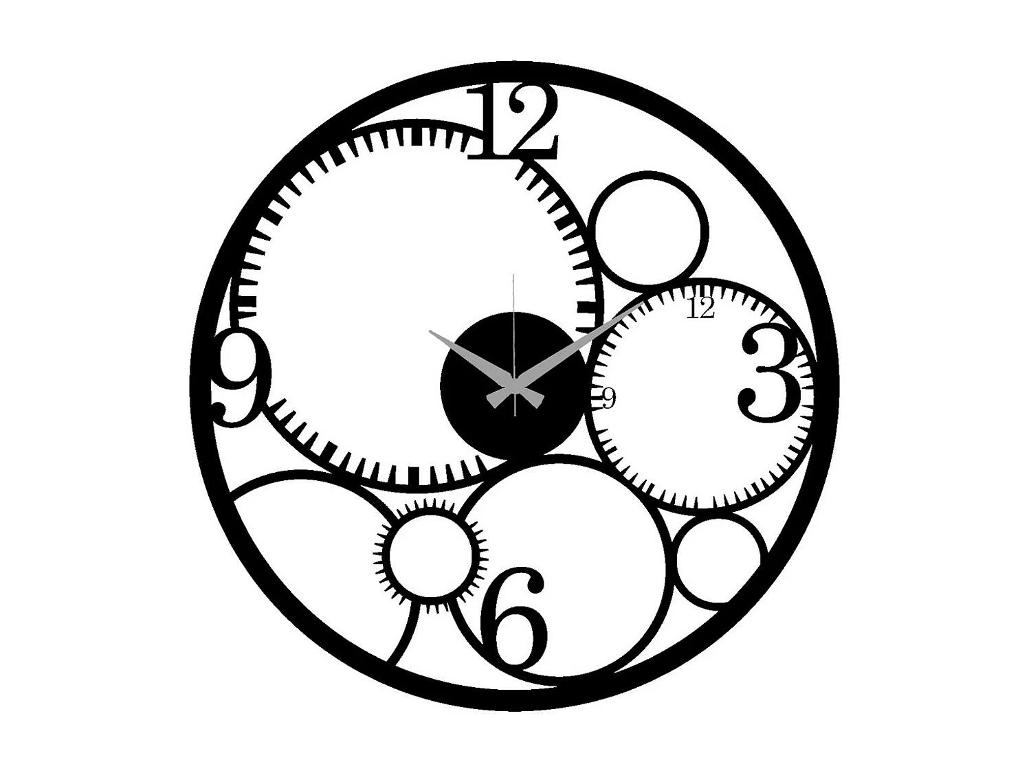 Relógio de Parede Rodas 11, Preto, 45x0,15x45 cm, EPIKASA