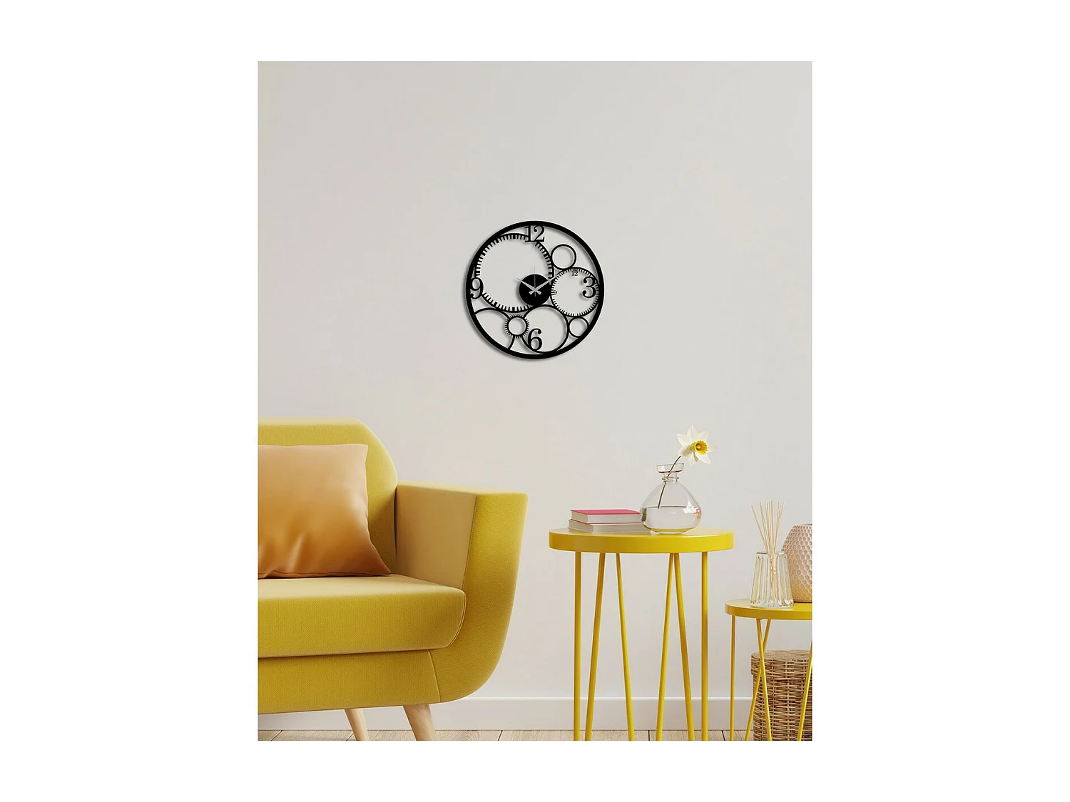 Relógio de Parede Rodas 11, Preto, 45x0,15x45 cm, EPIKASA