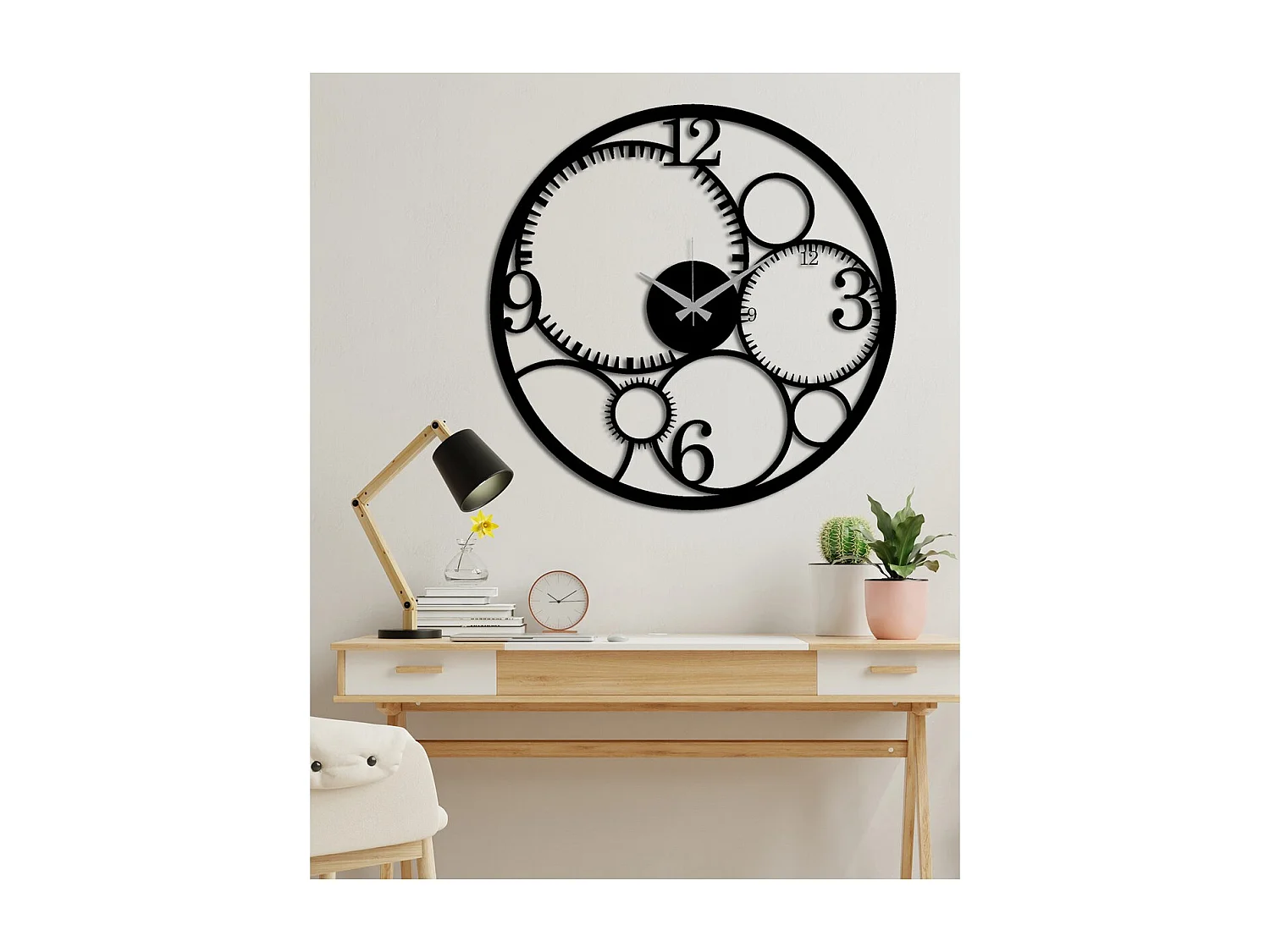 Relógio de Parede Rodas 11, Preto, 45x0,15x45 cm, EPIKASA
