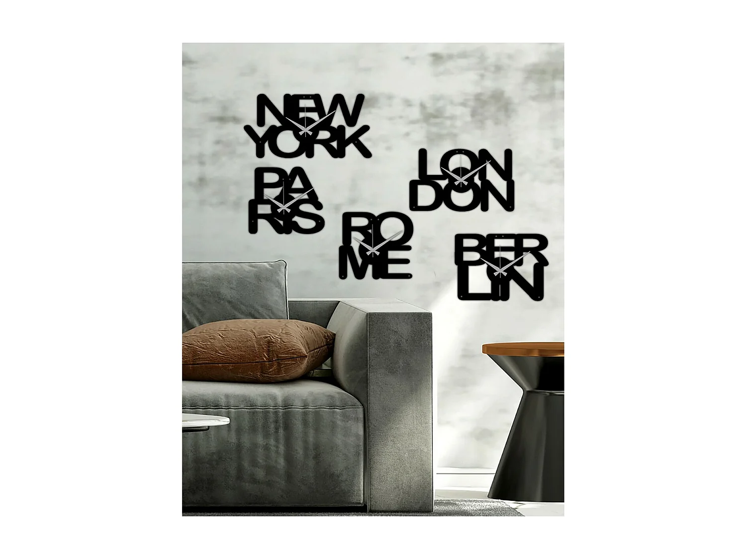 Relógio de Parede City, Preto, 182x0,15x25 cm, EPIKASA