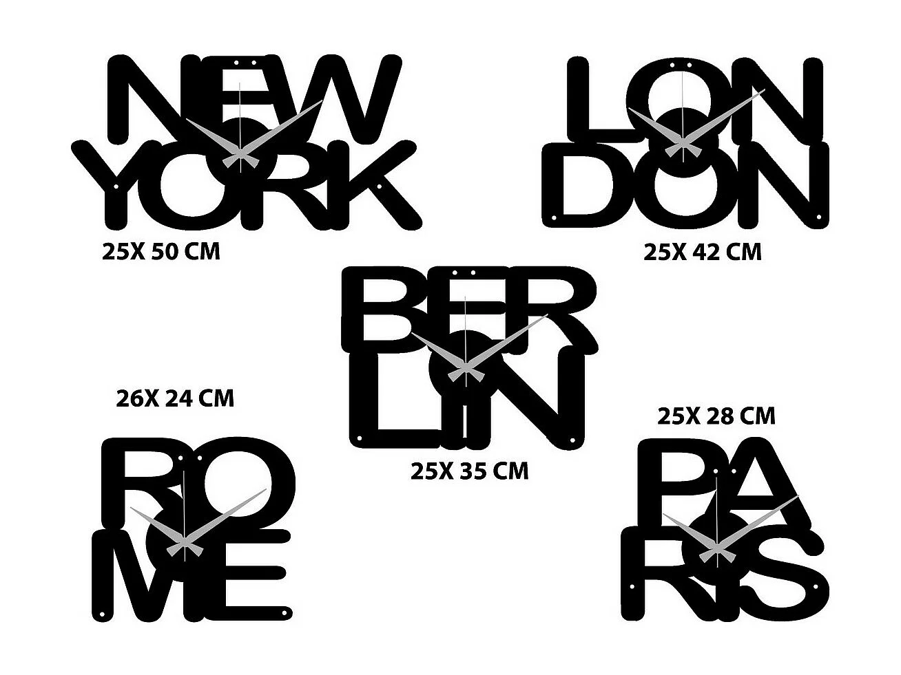 Relógio de Parede City, Preto, 182x0,15x25 cm, EPIKASA